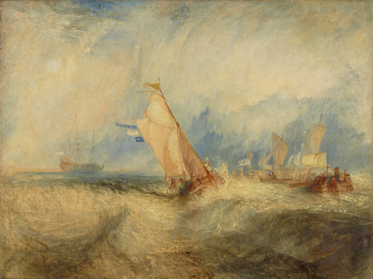 Van Tromp, som försöker behaga sina herrar, seglar ut på havet och blir ordentligt genomblöt av Joseph Mallord William Turner