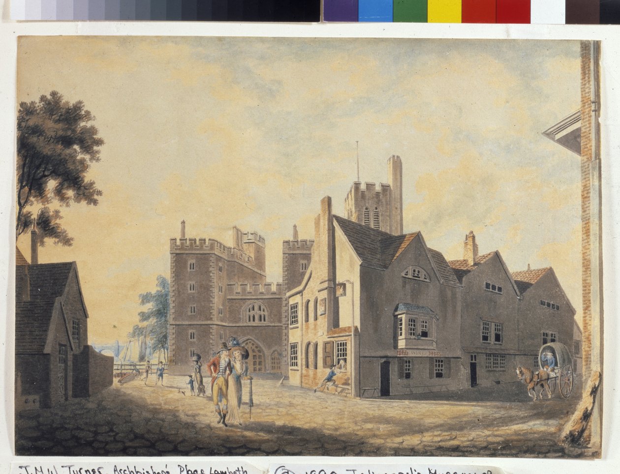 Utsikt över ärkebiskopens palats, Lambeth (akvarell på vitt papper) av Joseph Mallord William Turner