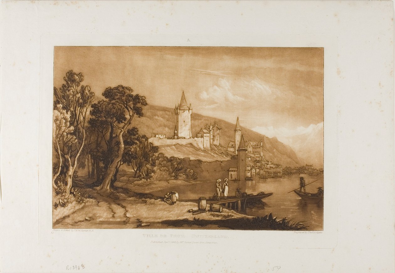 Ville de Thun, skylt 59 från Studieboken av Joseph Mallord William Turner