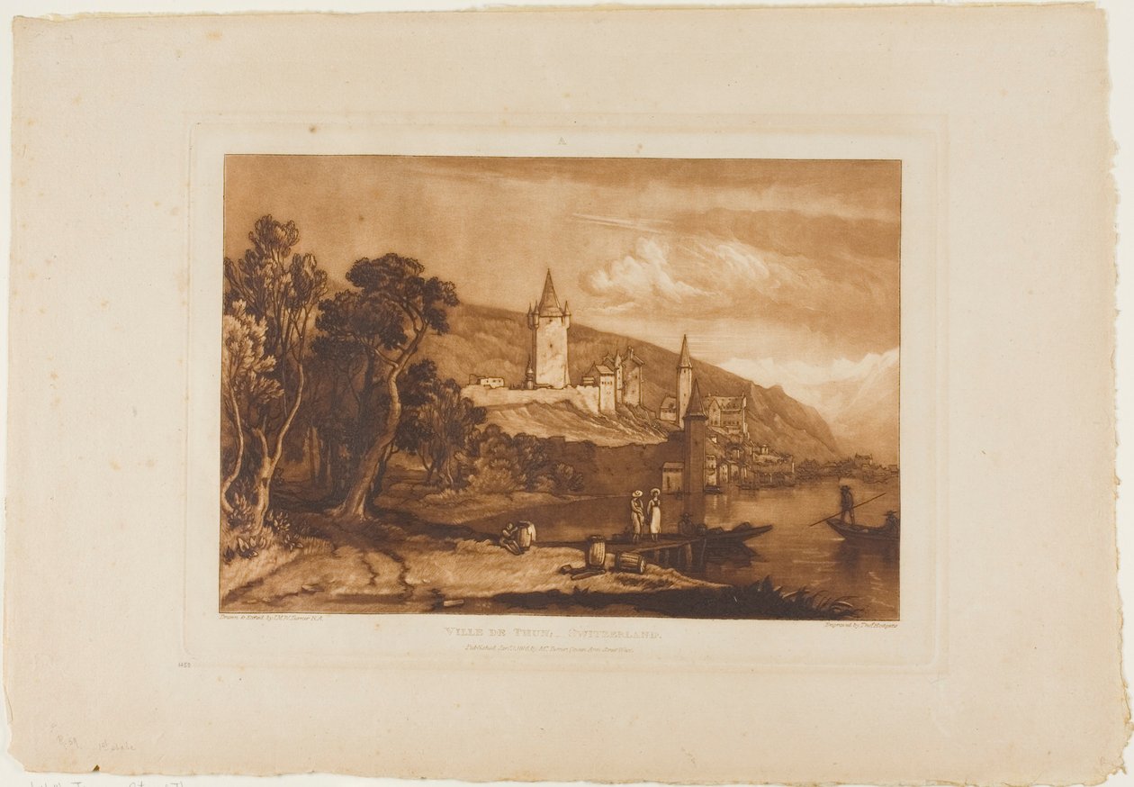 Ville de Thun, skylt 59 från Studieboken av Joseph Mallord William Turner