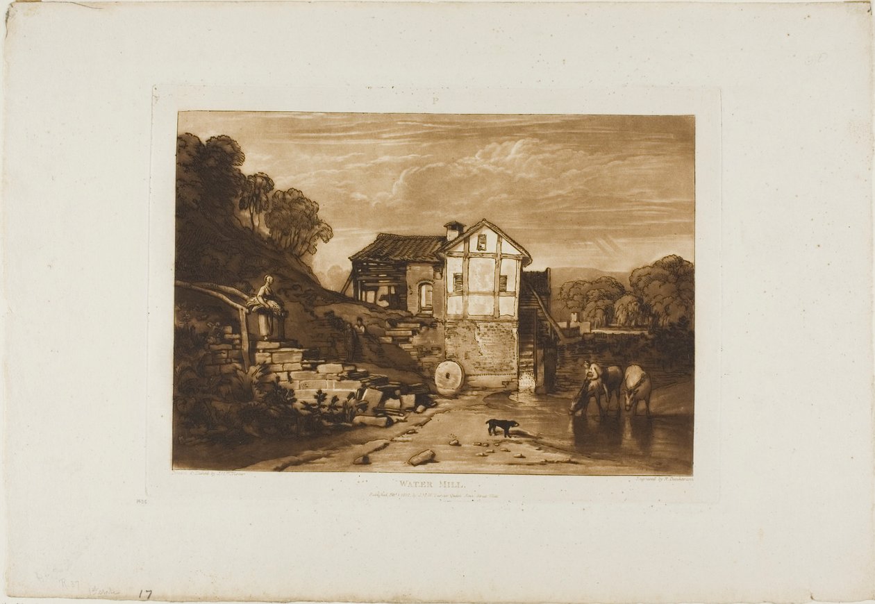 Vattenkvarn, tallrik 37 från Liber Studiorum av Joseph Mallord William Turner