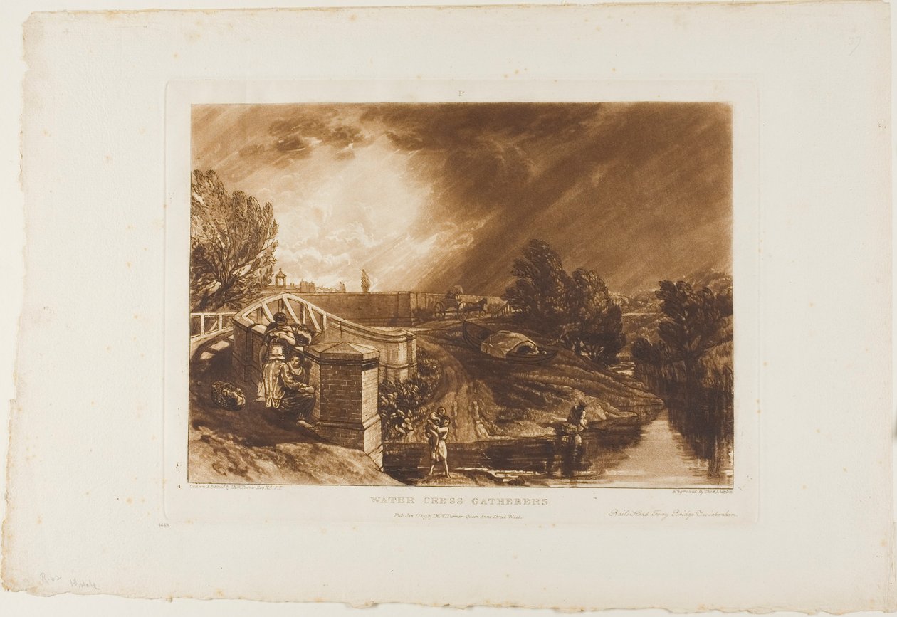 Watercress Gatherers, tallrik 62 från Liber Studiorum av Joseph Mallord William Turner