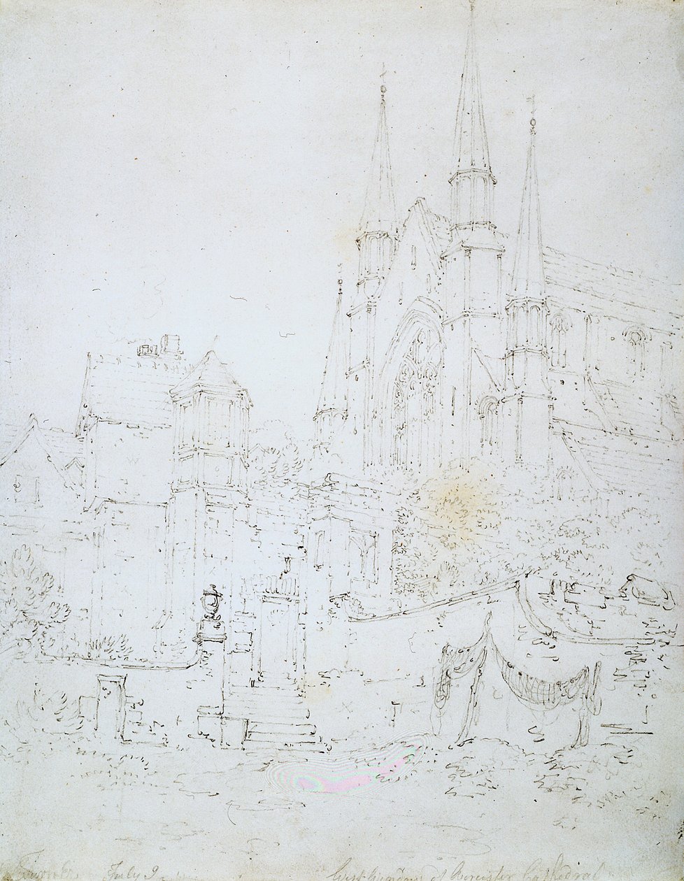 West Window, Worcester Cathedral (penna på vitt papper) av Joseph Mallord William Turner