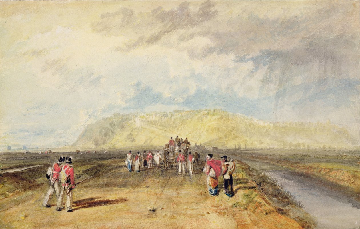 Winchelsea, Sussex, från Rye Road (akvarell & kroppsfärg på papper) av Joseph Mallord William Turner