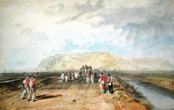 Winchelsea, Sussex, från Rye Road (akvarell på papper) av Joseph Mallord William Turner