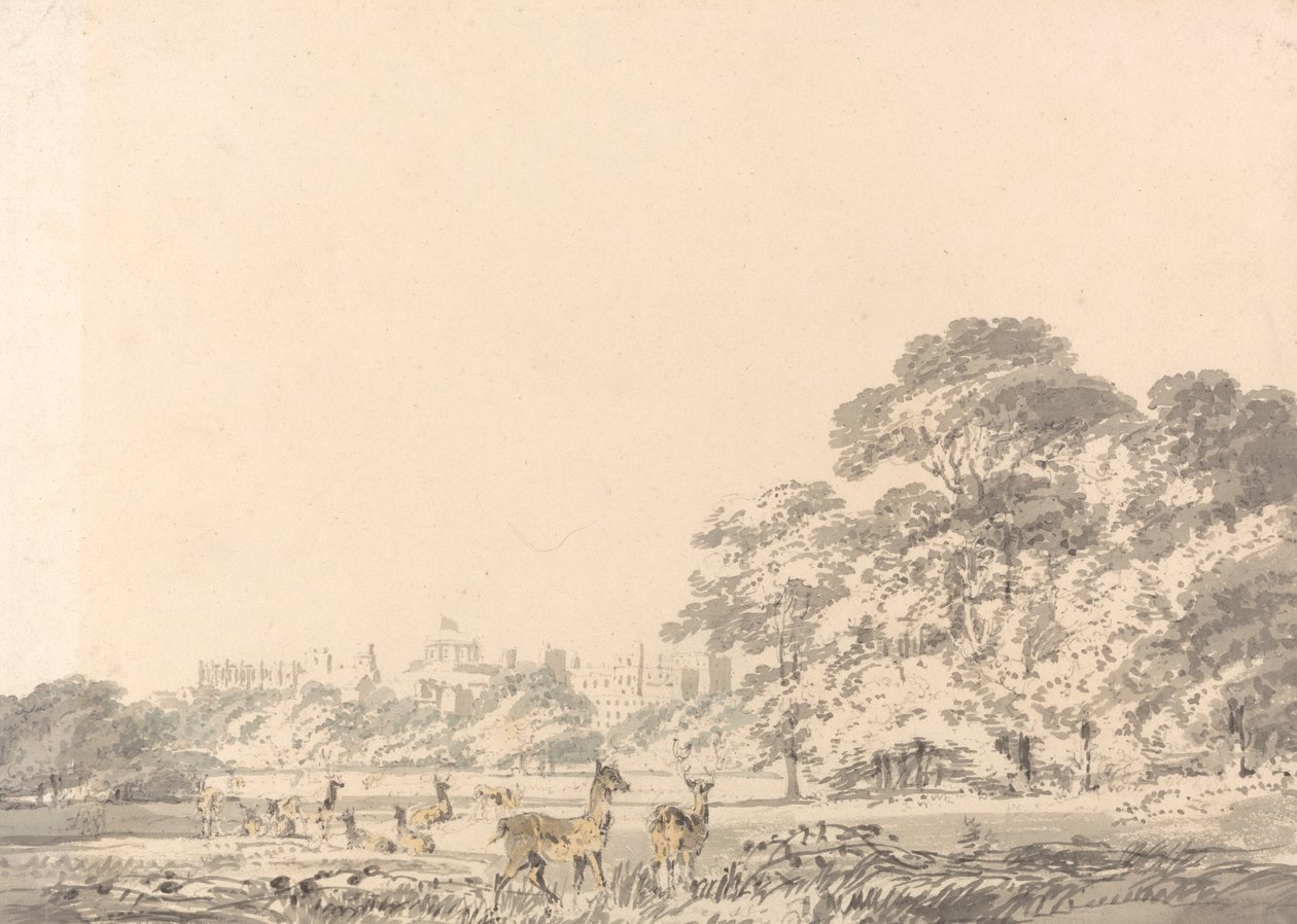 Windsor slott och park med rådjur av Joseph Mallord William Turner