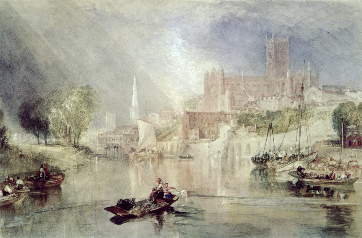 Worcester Cathedral och River Severn av Joseph Mallord William Turner
