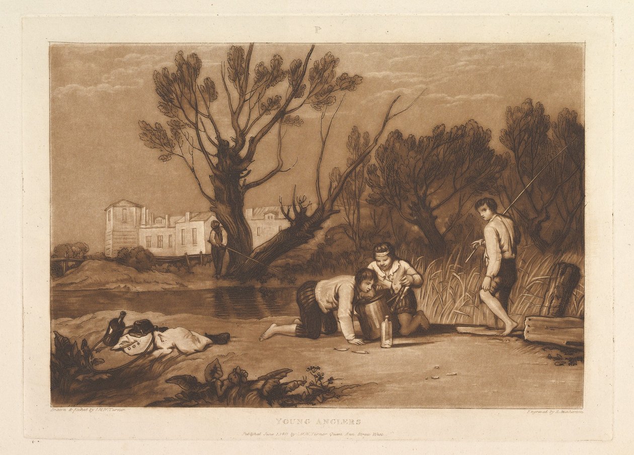 Young Anglers Liber Studiorum, del VII, 1 juni 1811. av Joseph Mallord William Turner