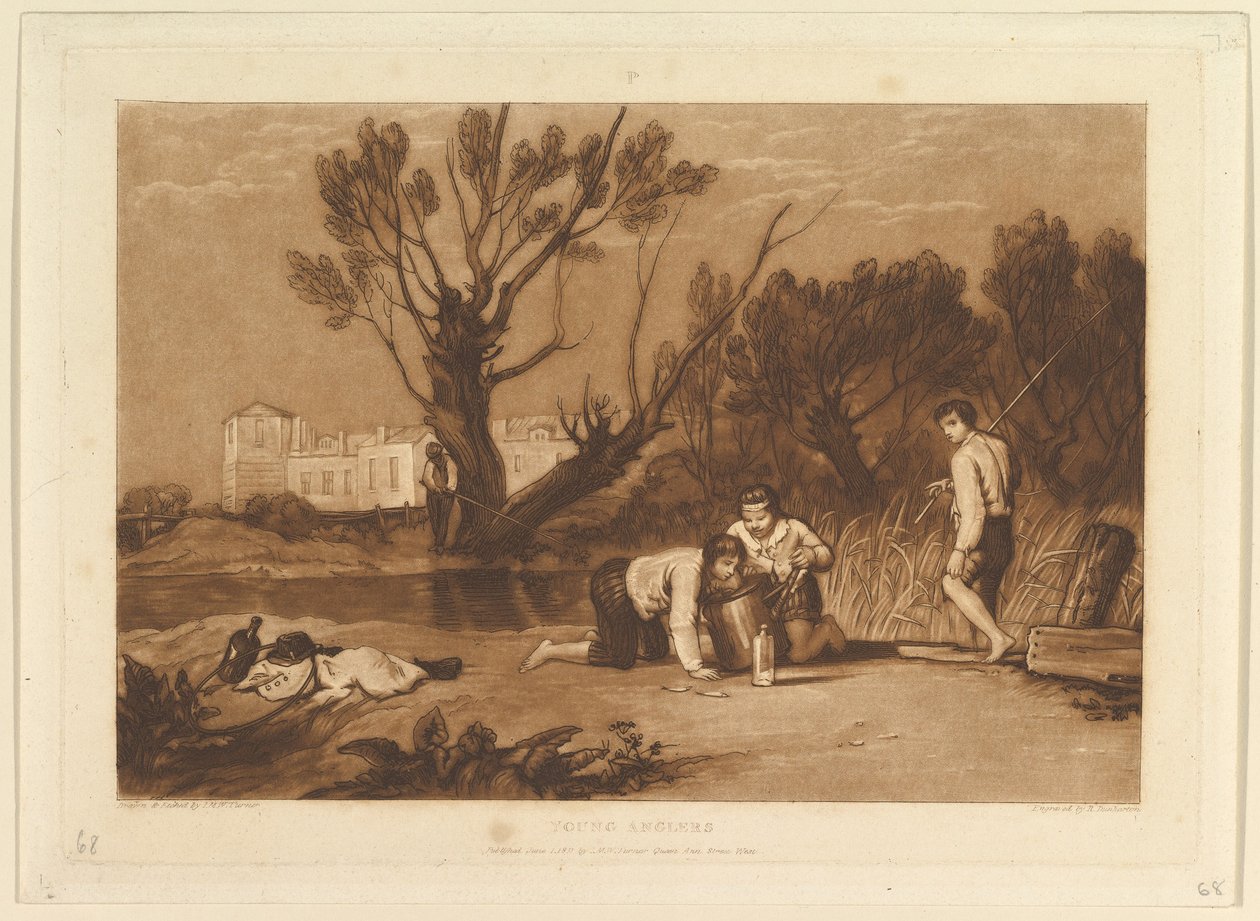 Young Anglers Liber Studiorum, del VII, skylt 32, 1 juni 1811. av Joseph Mallord William Turner