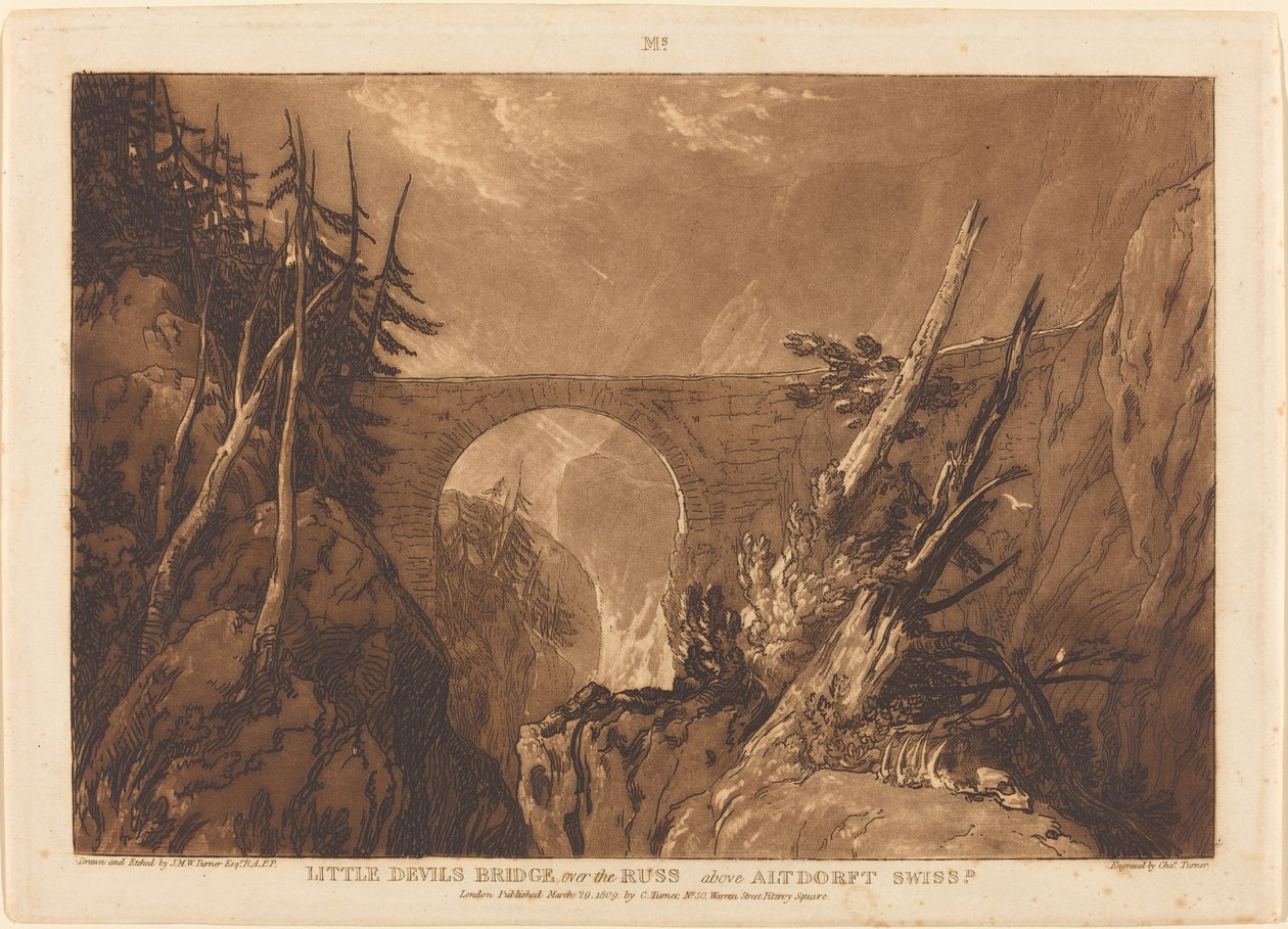 Lilla djävulens bro av Joseph Mallord William Turner and Charles Turner
