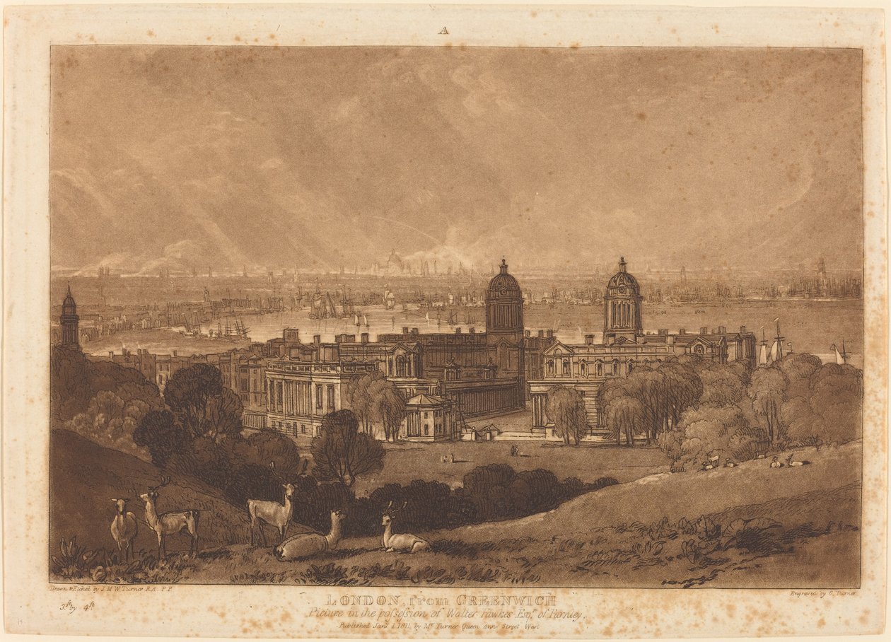 London från Greenwich av Joseph Mallord William Turner and Charles Turner