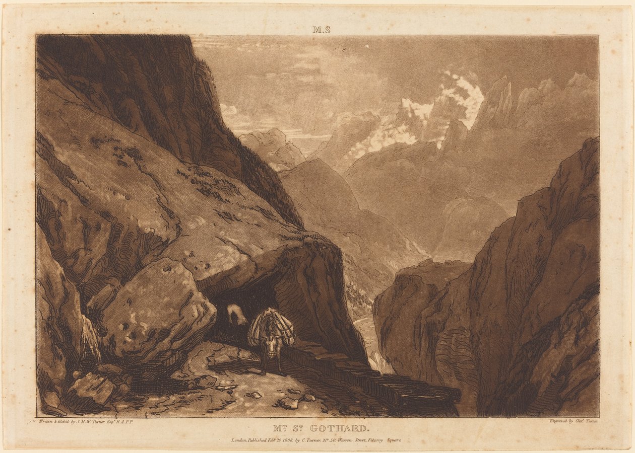 Berget Saint Gothard av Joseph Mallord William Turner and Charles Turner