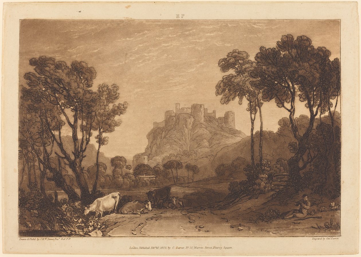 Slottet ovanför ängarna av Joseph Mallord William Turner and Charles Turner