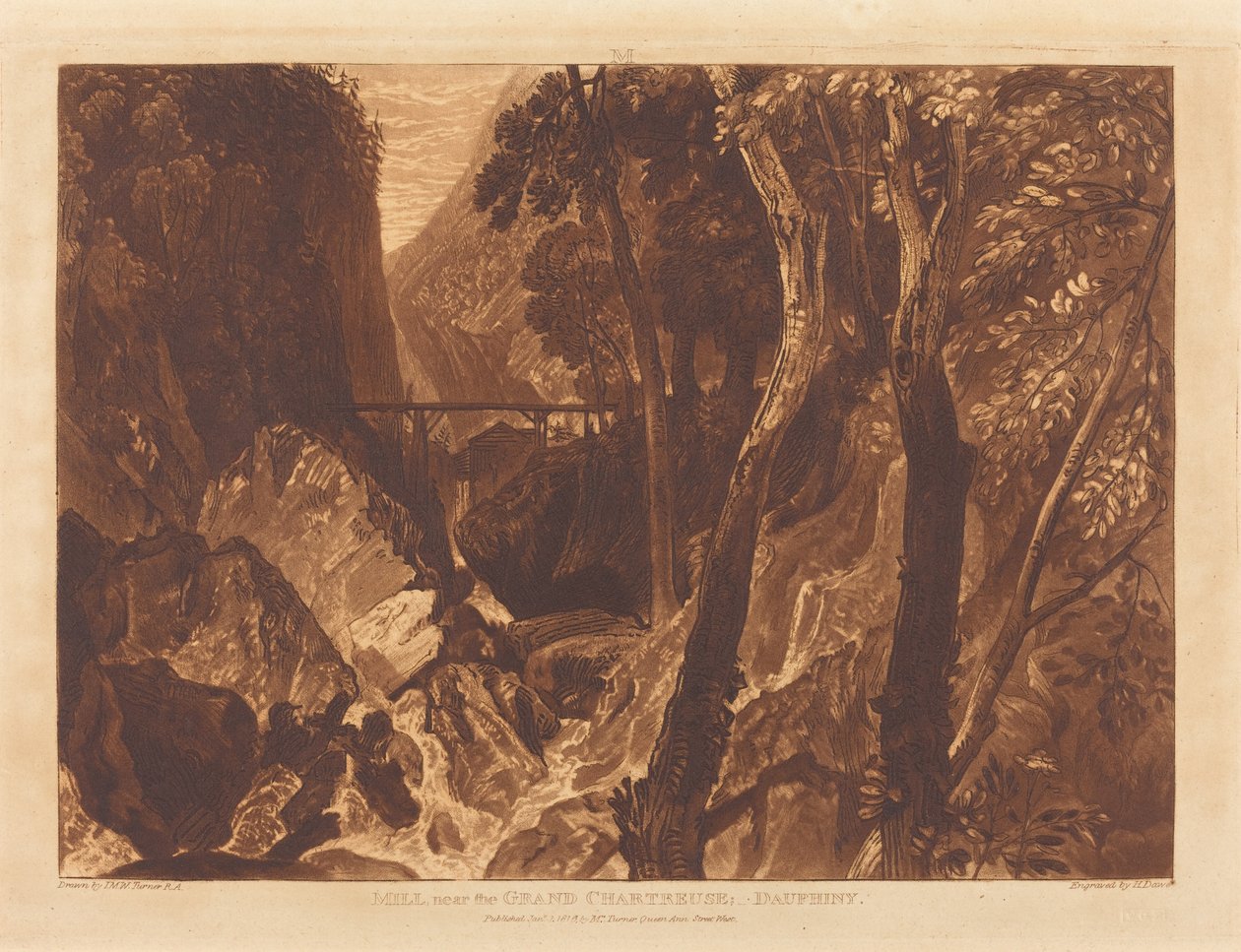 Bruk nära Grand Chartreuse av Joseph Mallord William Turner and Henry Edward Dawe