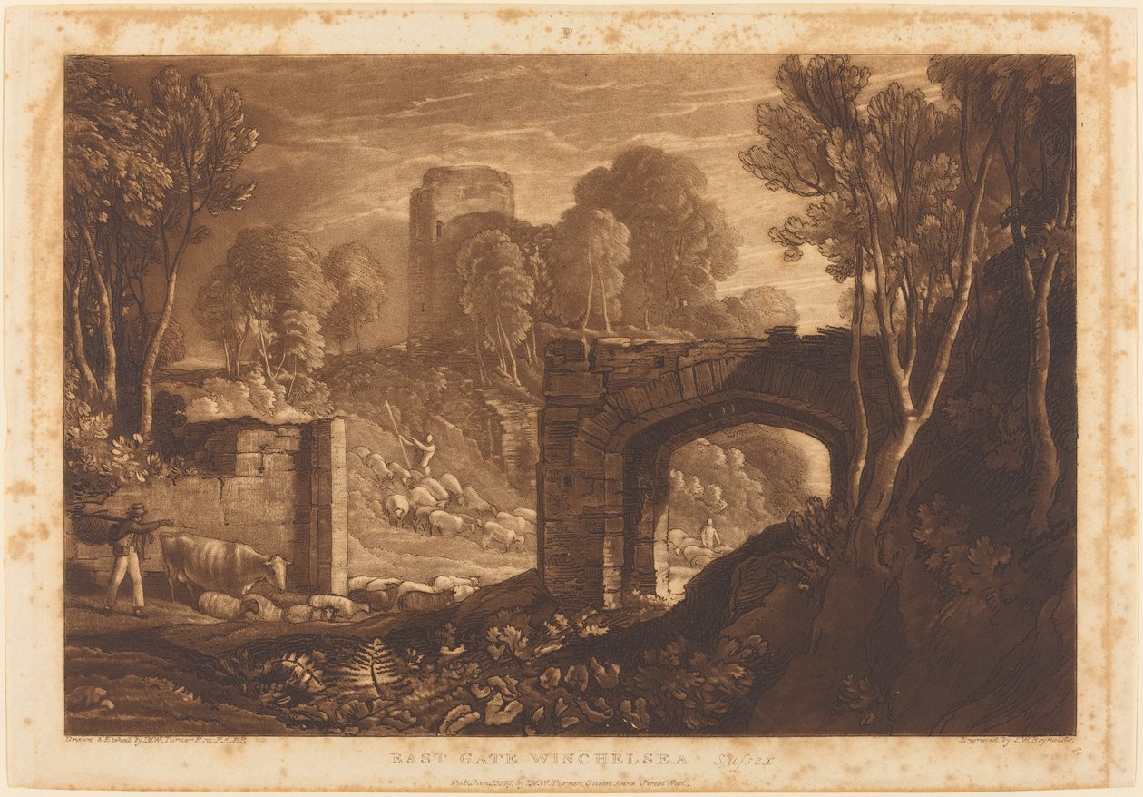 Östra porten, Winchelsea av Joseph Mallord William Turner and Samuel William Reynolds I