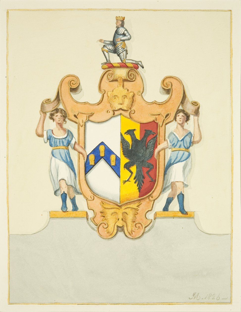 Arms of Bishop Newton på hans monument i Bristol Cathedral (akvarell på papper) av Joseph Manning