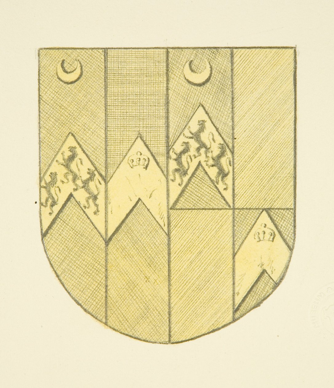 Arms of Brook(e?) på mässingsplatta i St Mary Redcliffe (akvarell på papper) av Joseph Manning