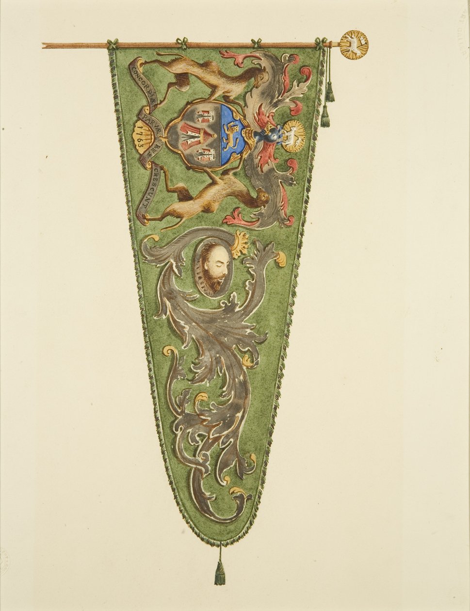 Banner of the Merchant Taylors, inskrivet "The Little Things Grow" av Joseph Manning