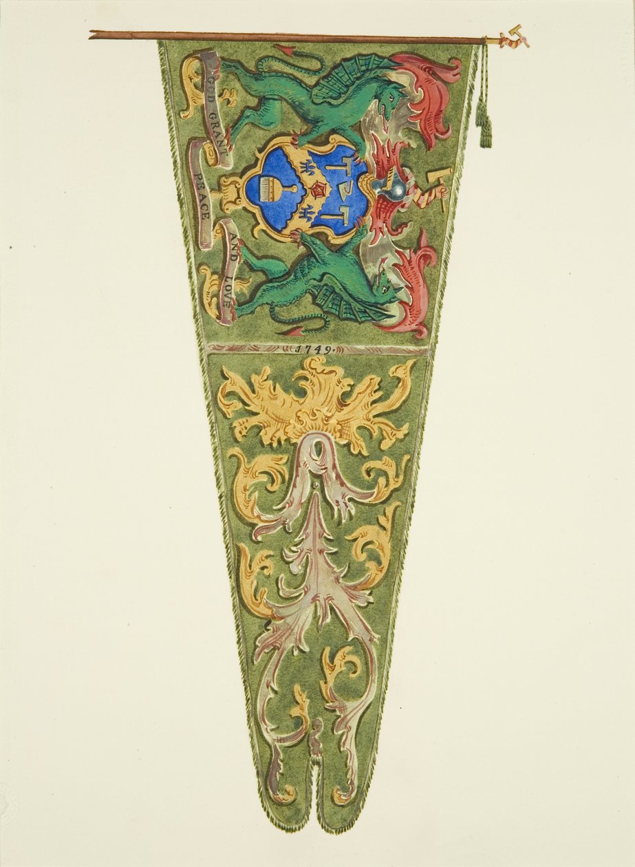 Banner of the Plaisterers [Plasterers], inskriven "Gud ge fred och kärlek" av Joseph Manning