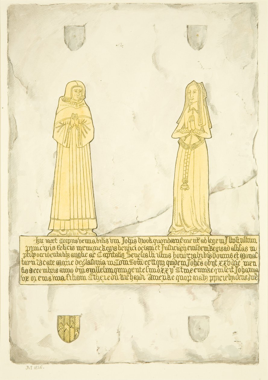 Mässing av John Brooke och hans fru i St Mary Redcliffe (akvarell på papper) av Joseph Manning
