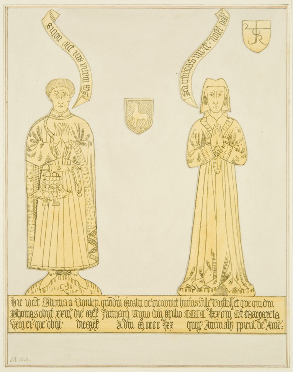 Mässing av Thomas Rowley och fru i mittgången av St John
