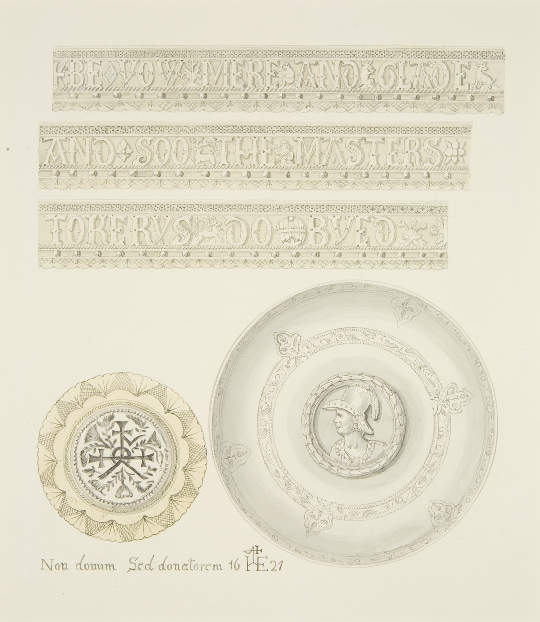 Detaljer om Mazer Bowl och Tazza (akvarell på papper) av Joseph Manning