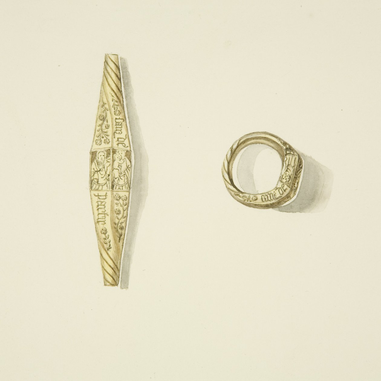 Guldring, ca 1825 (penna och akvarell på papper) av Joseph Manning
