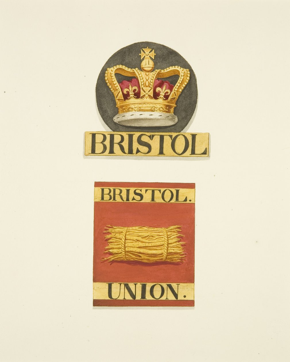 Husmärken eller brandmärken från Bristol Crown och Bristol Union Fire Offices av Joseph Manning