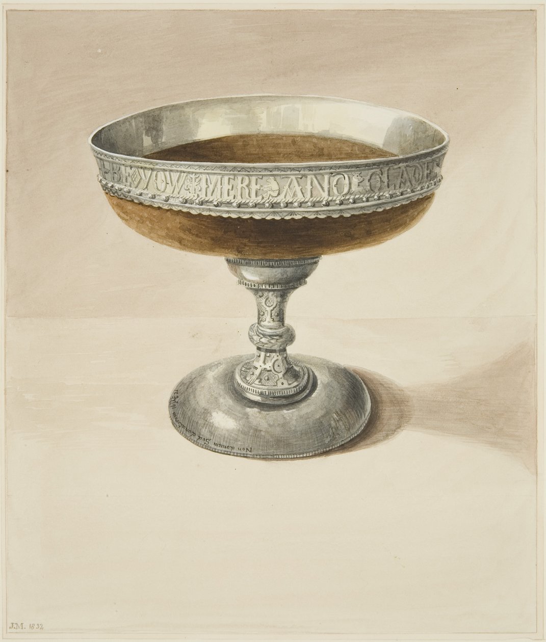 Mazer Bowl och Tazza, sammanfogade (akvarell på papper) av Joseph Manning