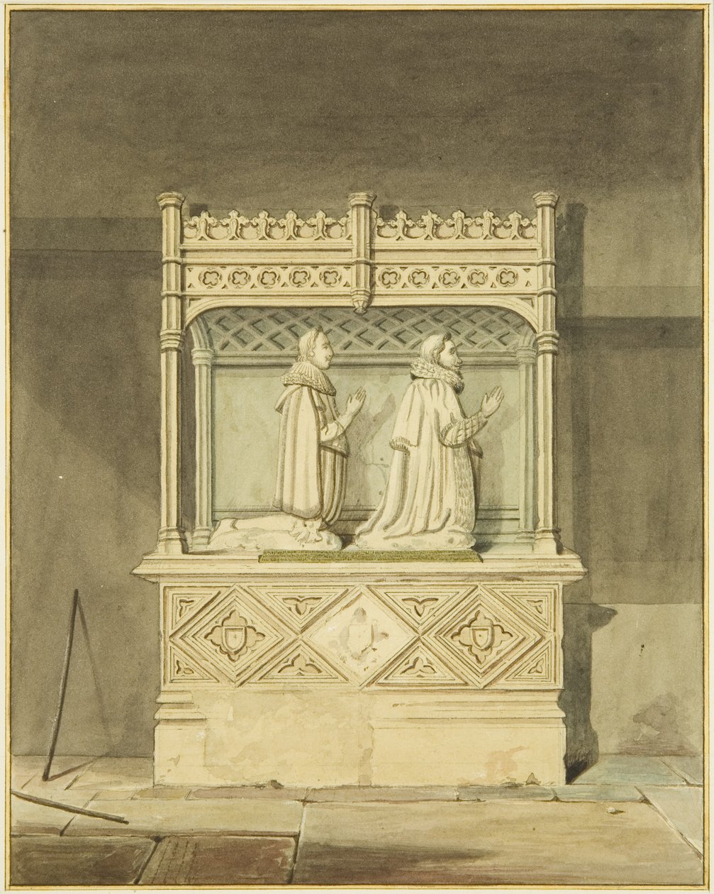 Monument över John Aldworth och hans son (akvarell på papper) av Joseph Manning