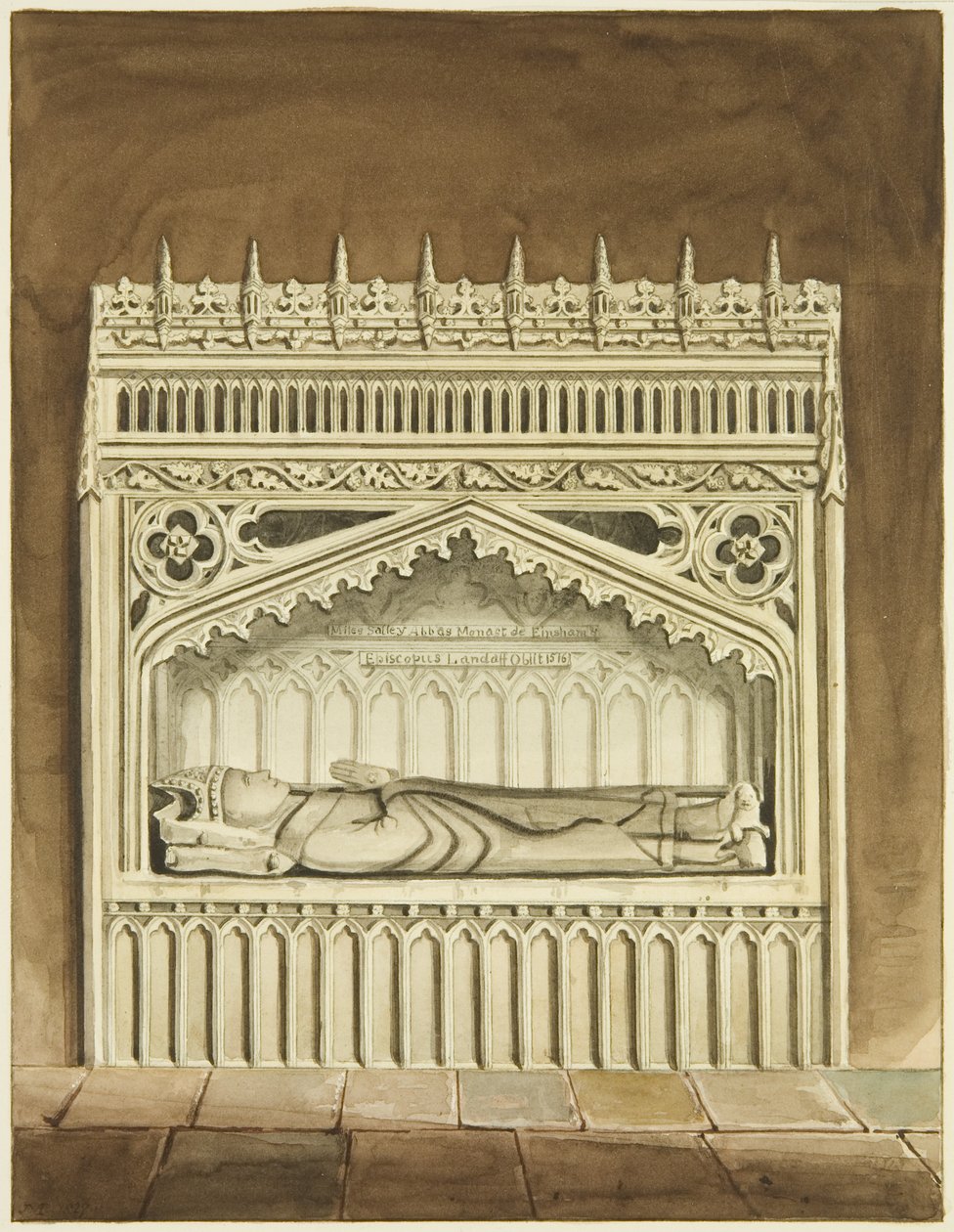 Monument av Miles Salley, biskop av Llandaff, nära St Mark