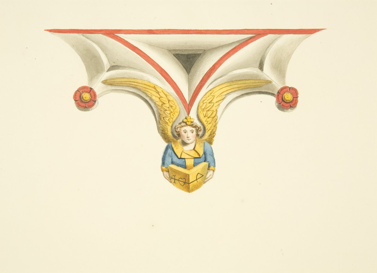 En av spetsarna på Canynges grav i St Mary Redcliffe (akvarell på papper) av Joseph Manning