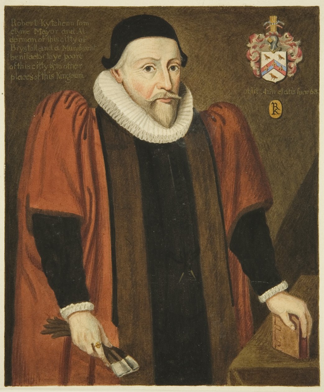 Porträtt i rådhuset av Alderman Robert Kitchin (penna och akvarell på papper) av Joseph Manning