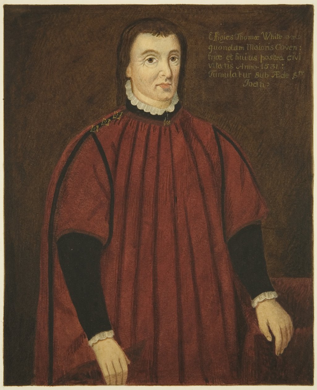 Porträtt i Council House of Thomas White (penna och akvarell på papper) av Joseph Manning