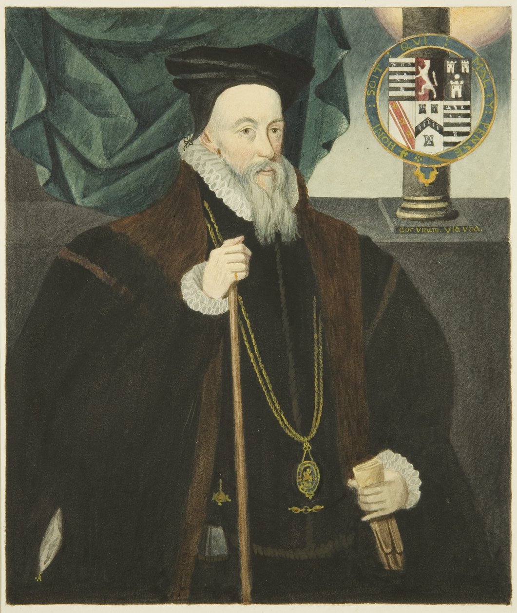 Porträtt i Lord Burleighs rådhus (akvarell på papper) av Joseph Manning