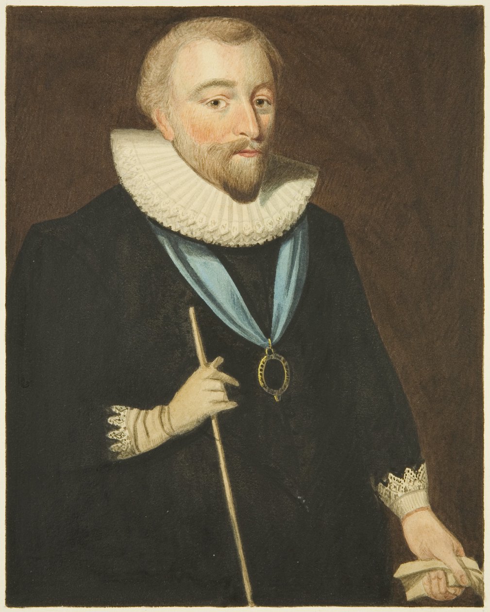 Porträtt i Council House av Richard Weston, Earl of Portland (penna och akvarell på papper) av Joseph Manning