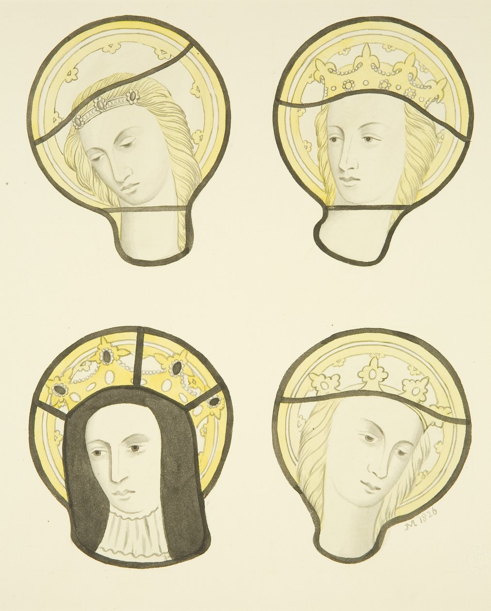 Målat glas i östfönstret, norra korsarmen av St Mary Redcliffe (akvarell på papper) av Joseph Manning