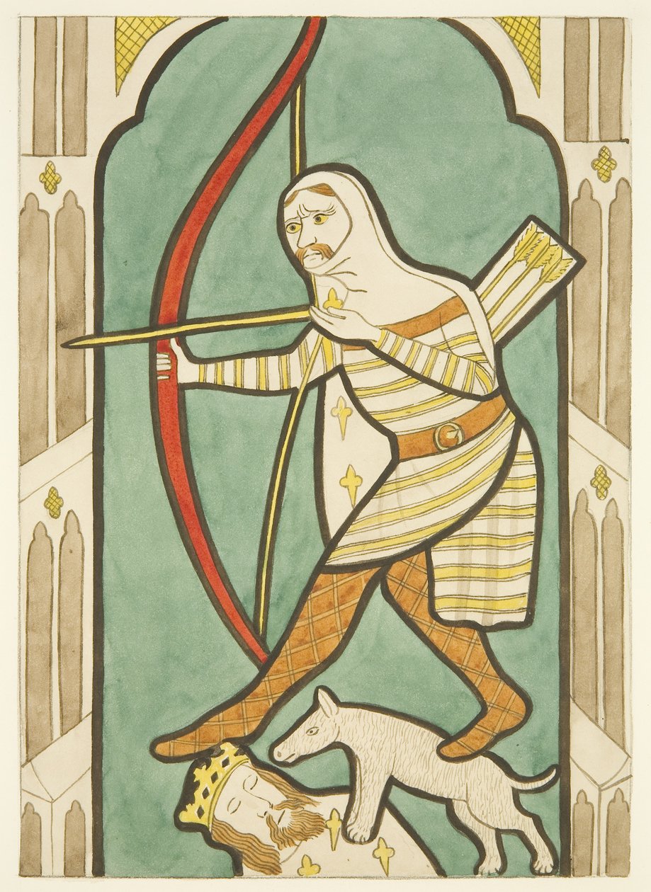 Målat glas i norra och södra fönster i Bristol Cathedrals kör (akvarell på papper) av Joseph Manning