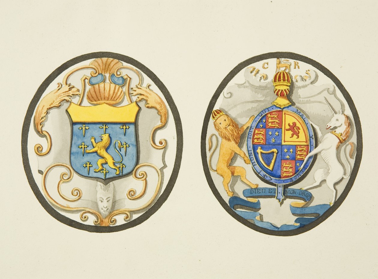 Målat glas i ett av de norra fönstren i Johanneskyrkan (akvarell på papper) av Joseph Manning