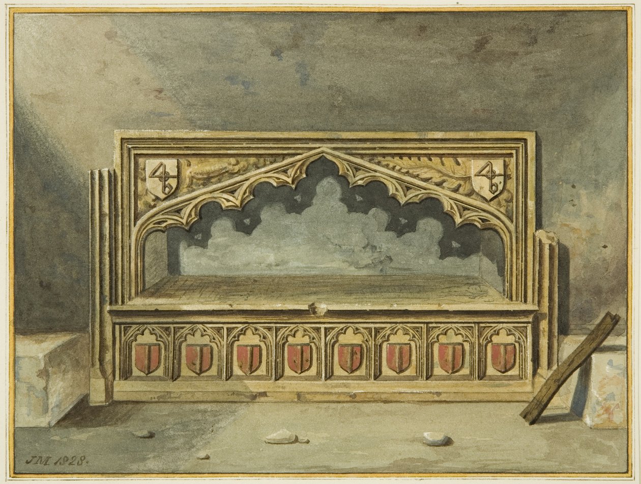 Okänd grav i Johanneskyrkans krypta (akvarell på papper) av Joseph Manning