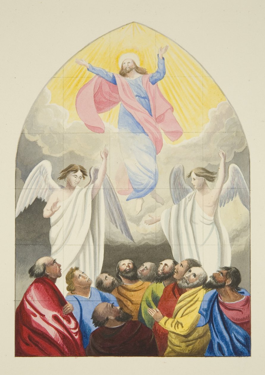 Fönster designat av Edward Bird, R.A., i Temple Church (akvarell på papper) av Joseph Manning