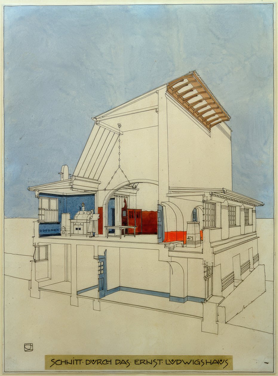 Sektion genom Ernst-Ludwigs-Haus av Joseph Maria Olbrich