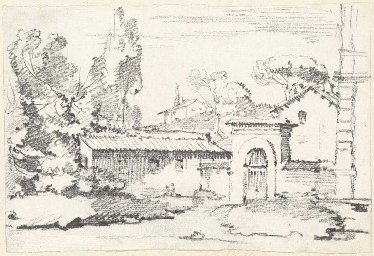 Ingång till trädgårdarna i Villa Giulia av Joseph Marie Vien