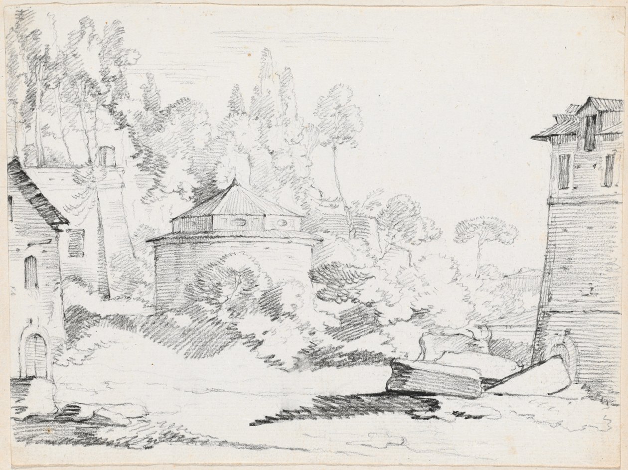 Landskap med kyrkan San Teodoro av Joseph Marie Vien