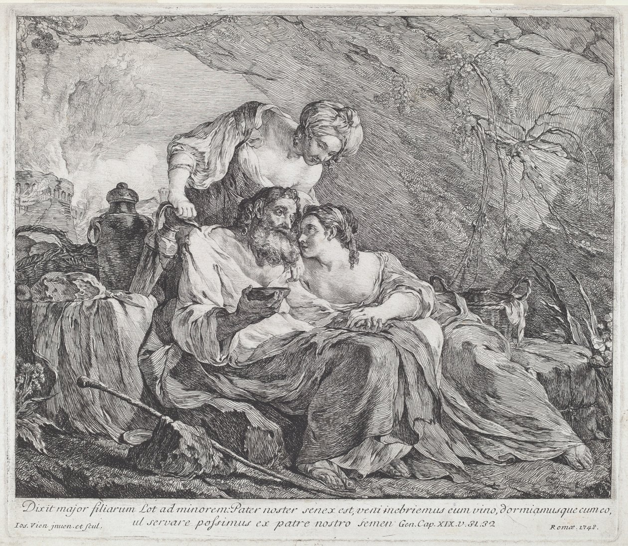 Lot och hans döttrar av Joseph Marie Vien