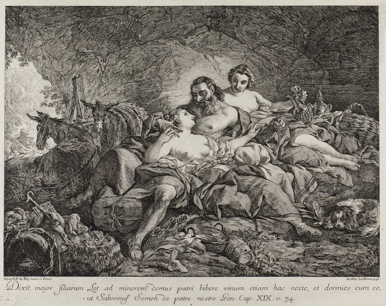 Lot och hans döttrar, 1748 av Joseph Marie Vien