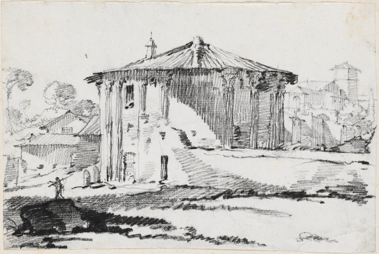 Det runda templet på Piazza Bocca della Verità, Rom av Joseph Marie Vien