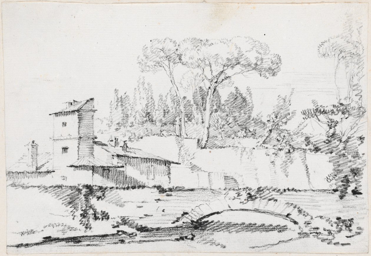 Utsikt över Prato i Villa Borghese av Joseph Marie Vien