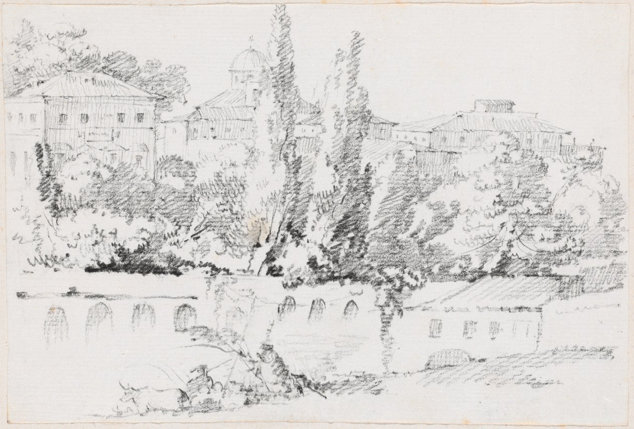 Roms murar med Santa Maria del Popolo i fjärran av Joseph Marie Vien