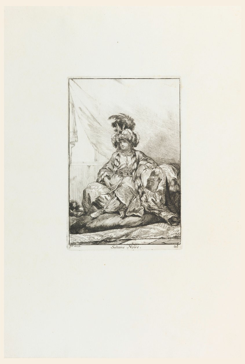 The Black Sultana, tallrik 28 från serien Sultanens karavan till Mecka av Joseph Marie Vien the Elder